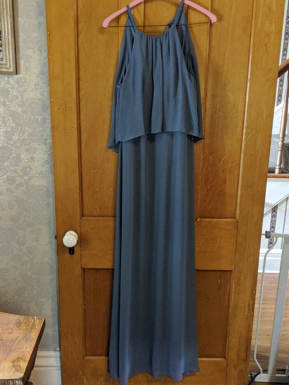 David's Bridal Slate Blue Bridesmaid Dress - Size 0